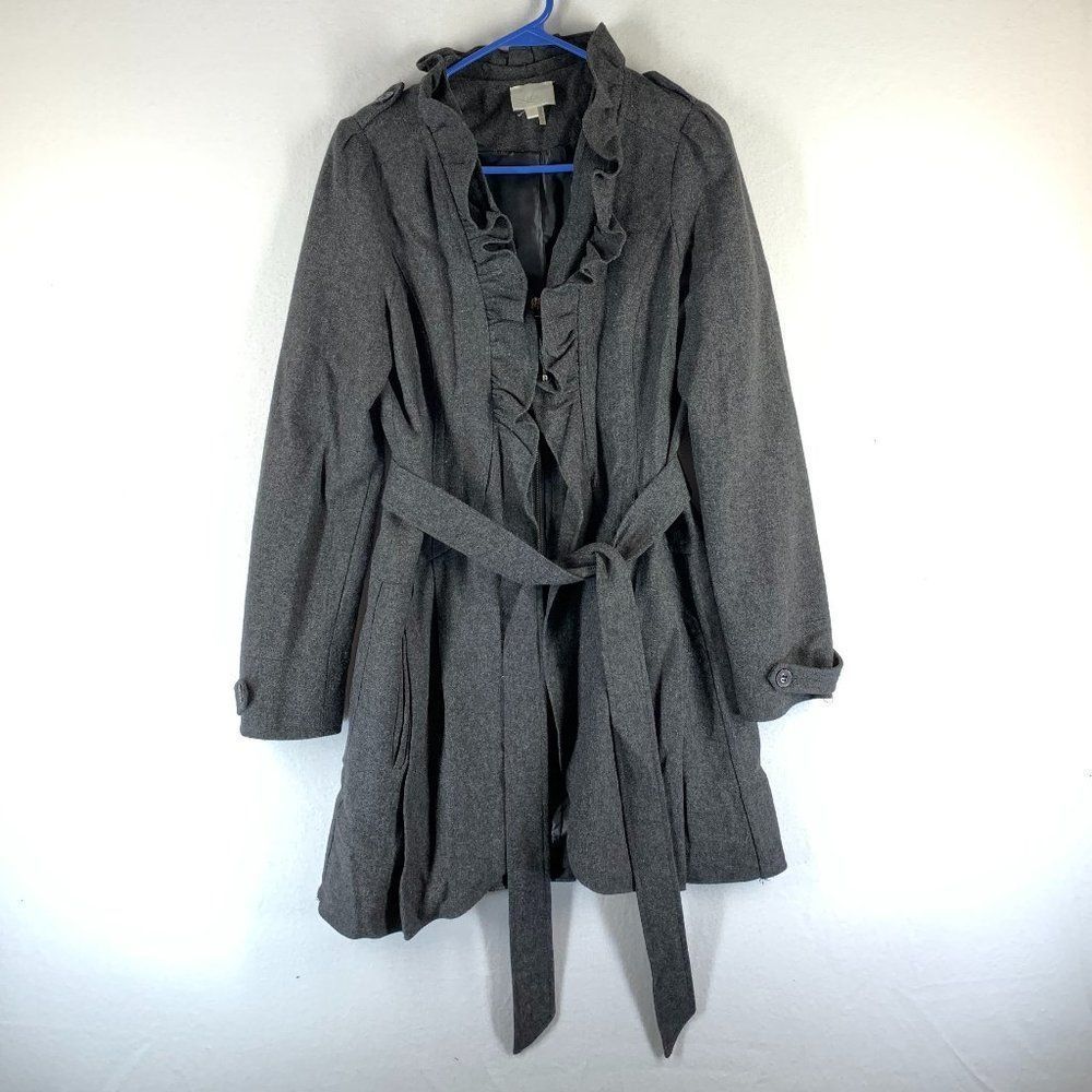 Luliwia Womens Gray Belted Parka Jacket Coat - Size S